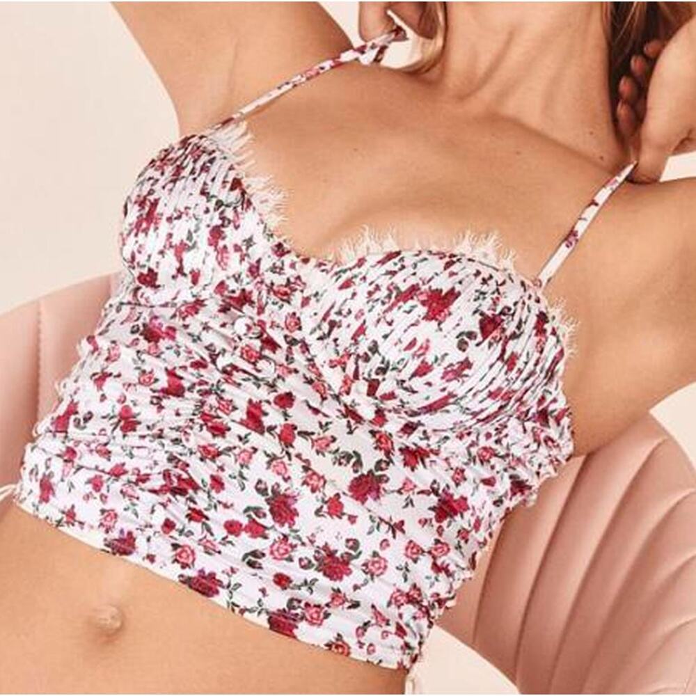 For Love & Lemons Melrose Floral Bustier Corset‎ Top Lace Cottagecore Coquette